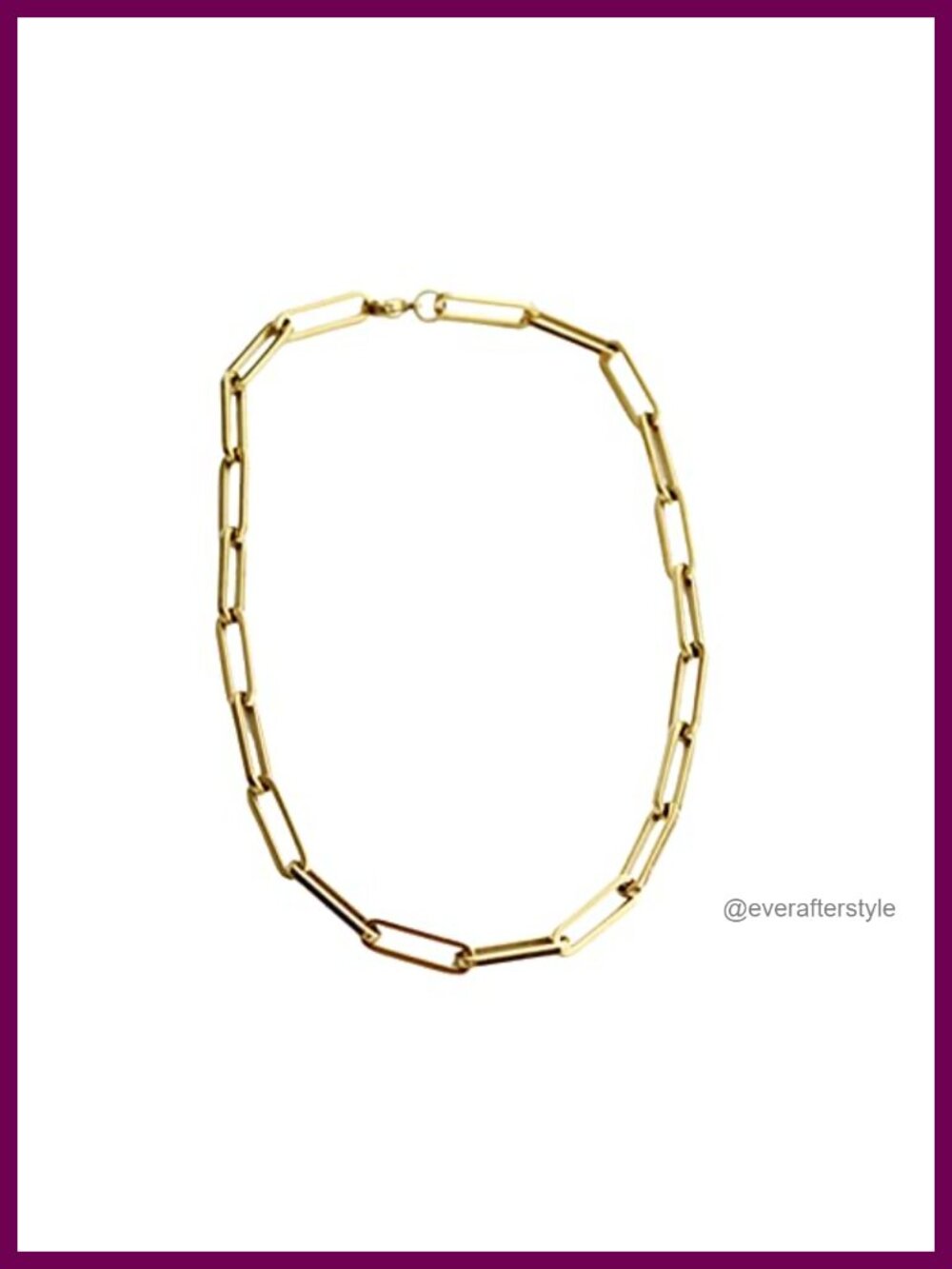 18K Gold Plated Titanium Thick Paperclip Chain Necklace Chunky Minimalist